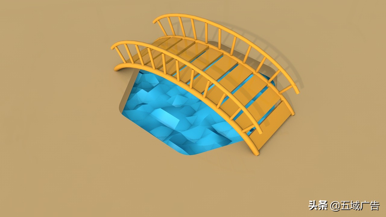 基础c4d教程：桥梁的水面波纹创建