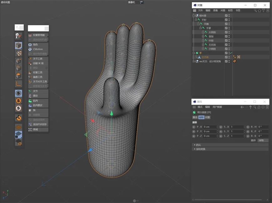 C4D教程！10分钟搞定手部建模及绑定（附源文件）